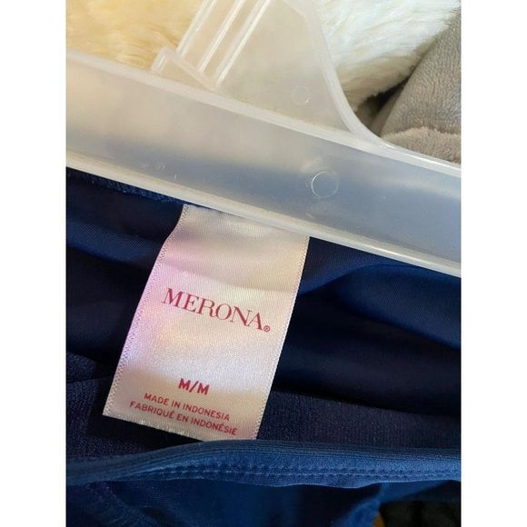 Merona Navy Blue Polka Dotted Size Medium 2 Piece Padded Tankini Swimsuit - Picture 8 of 8